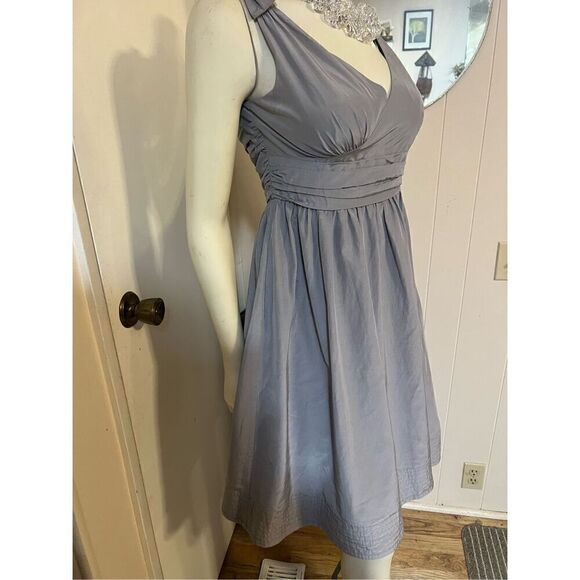 Anthropologie Hitherto Gray Silk Blend Fit & Flare Sleeveless Party Dress w/3 Pe - Picture 6 of 9